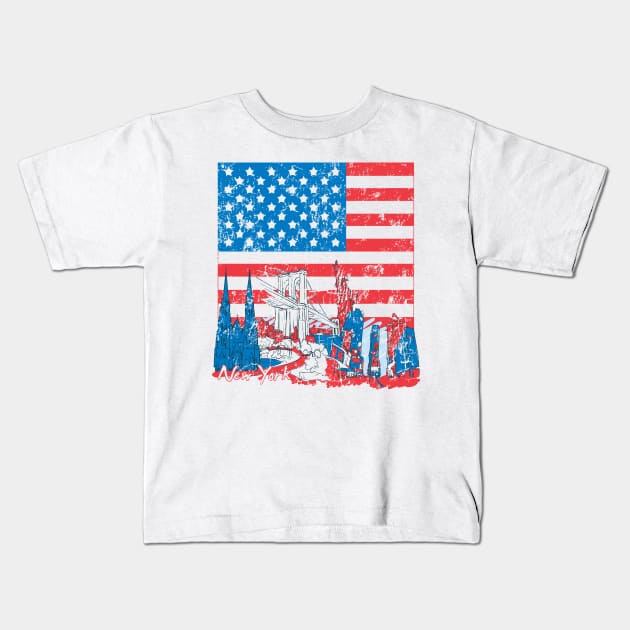 American Flag Kids T-Shirt by NiceIO